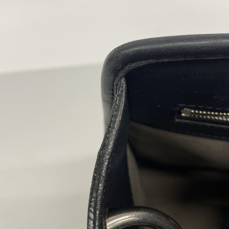 【6hb0527】フェンディ ハンドバッグ レザー ブラック ゴールド/シルバー金具【中古】レディース