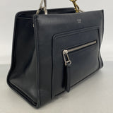 【6hb0527】フェンディ ハンドバッグ レザー ブラック ゴールド/シルバー金具【中古】レディース