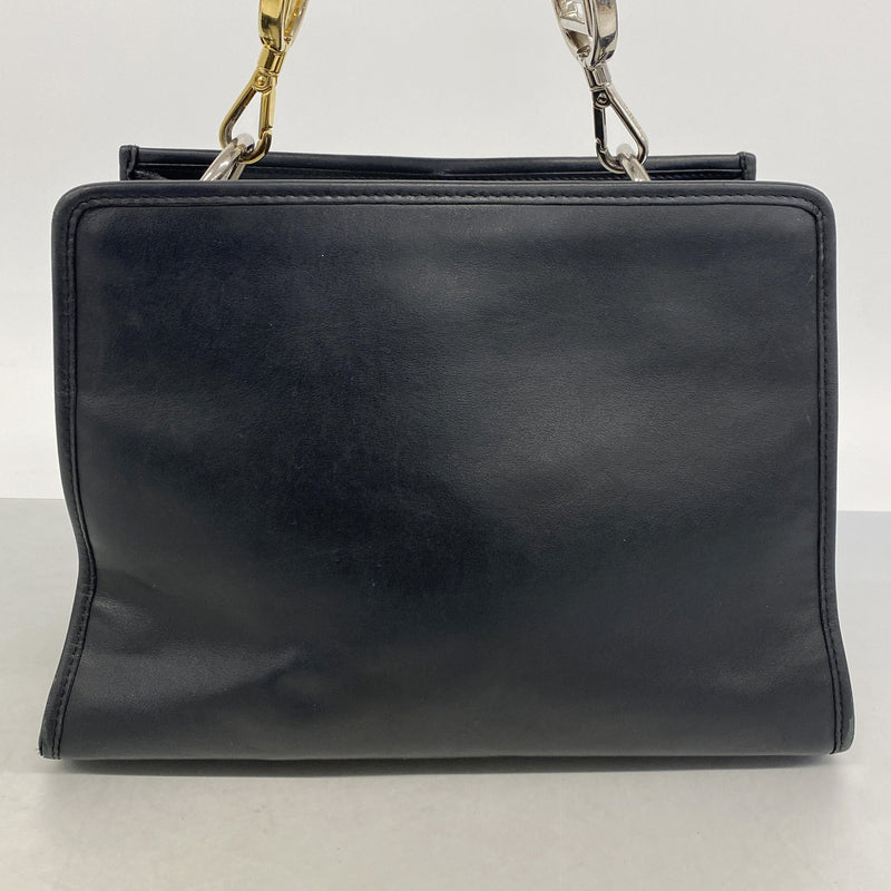 【6hb0527】フェンディ ハンドバッグ レザー ブラック ゴールド/シルバー金具【中古】レディース