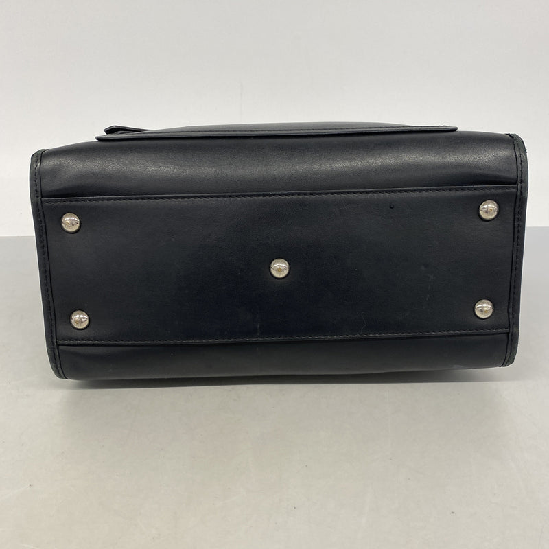 【6hb0527】フェンディ ハンドバッグ レザー ブラック ゴールド/シルバー金具【中古】レディース