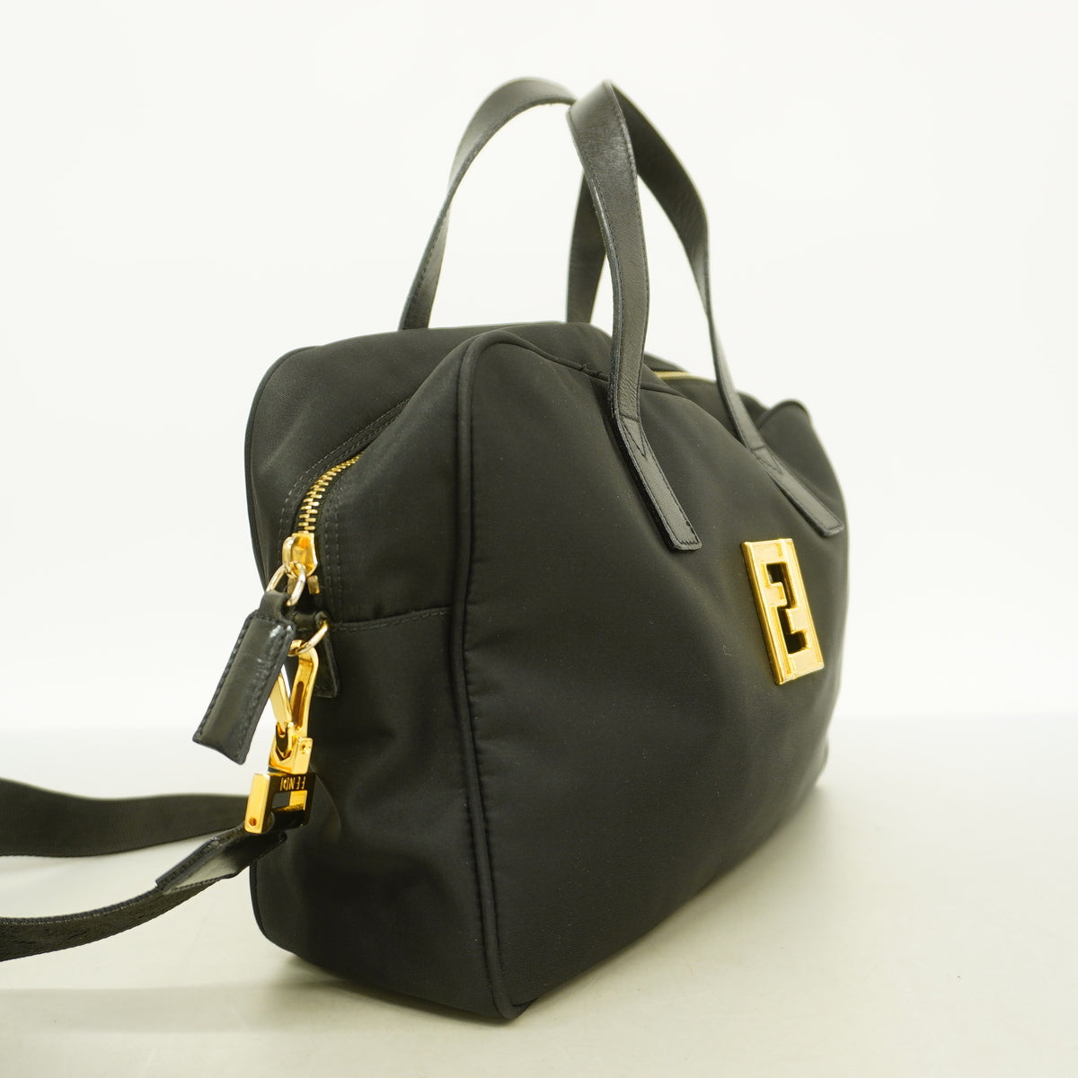 【6hb0537】フェンディ ハンドバッグ ナイロン ブラック ゴールド金具 2wayバッグ【中古】レディース