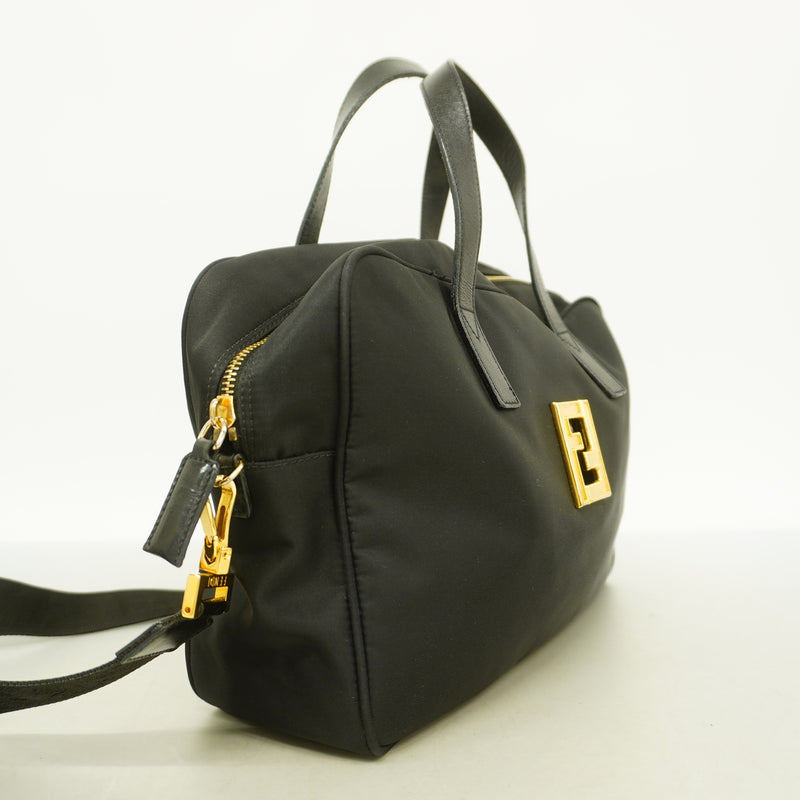 【6hb0537】フェンディ ハンドバッグ ナイロン ブラック ゴールド金具 2wayバッグ【中古】レディース