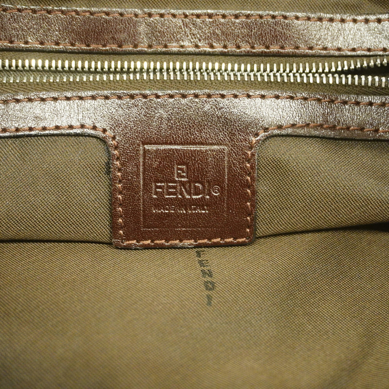 【6hb0540】フェンディ ハンドバッグ ズッカ ナイロンキャンバス ブラウン シルバー金具【中古】レディース