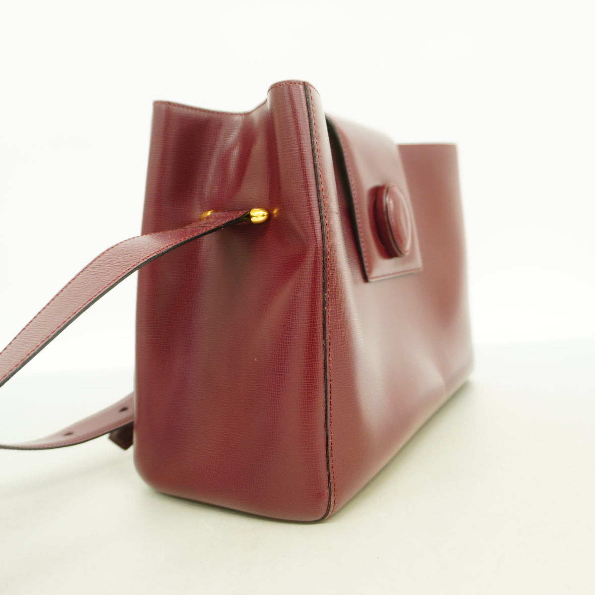【6hb0544】カルティエ ショルダーバッグ マスト レザー ボルドー ゴールド金具【中古】レディース