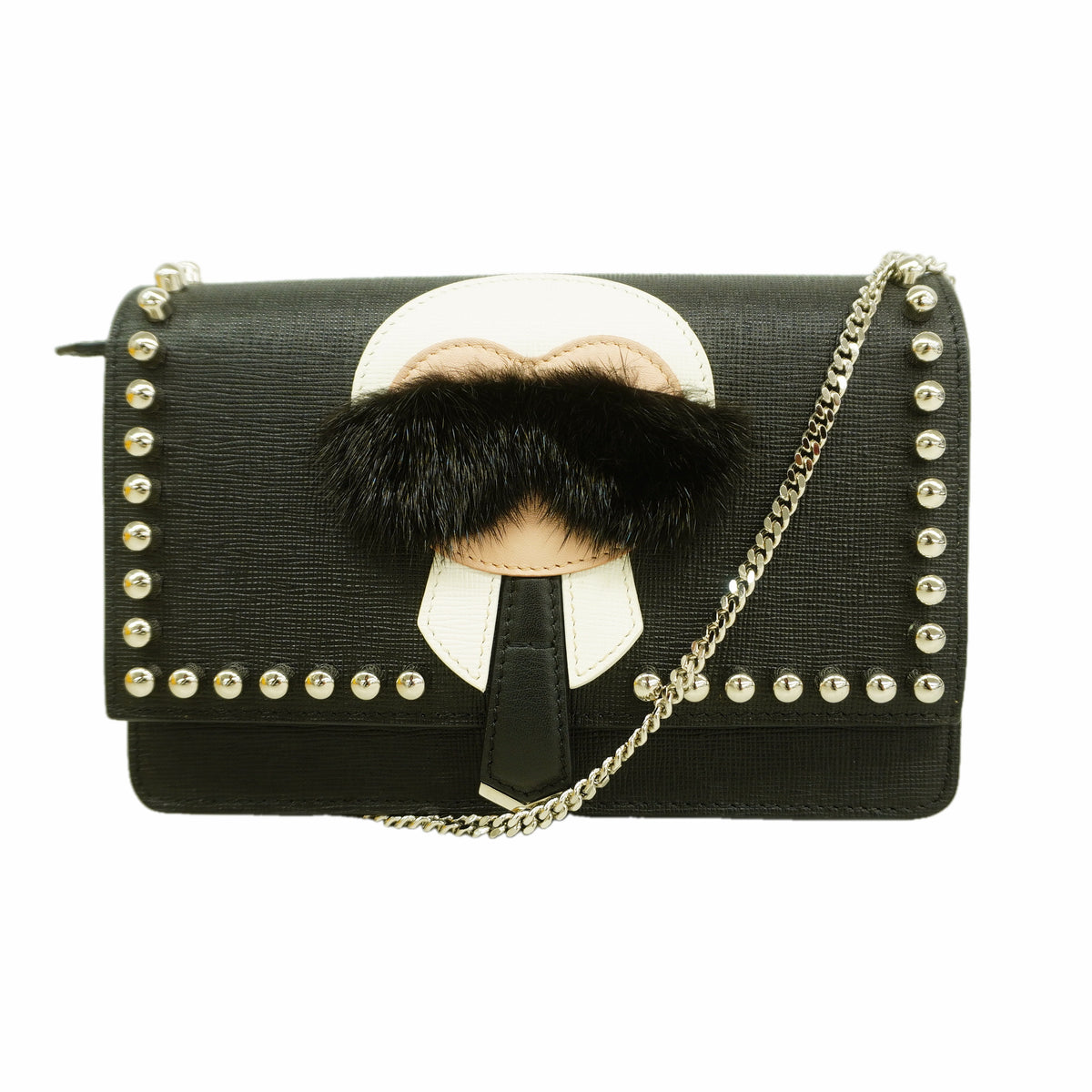 【6hb0547】フェンディ ショルダーバッグ レザー ブラック シルバー金具【中古】レディース