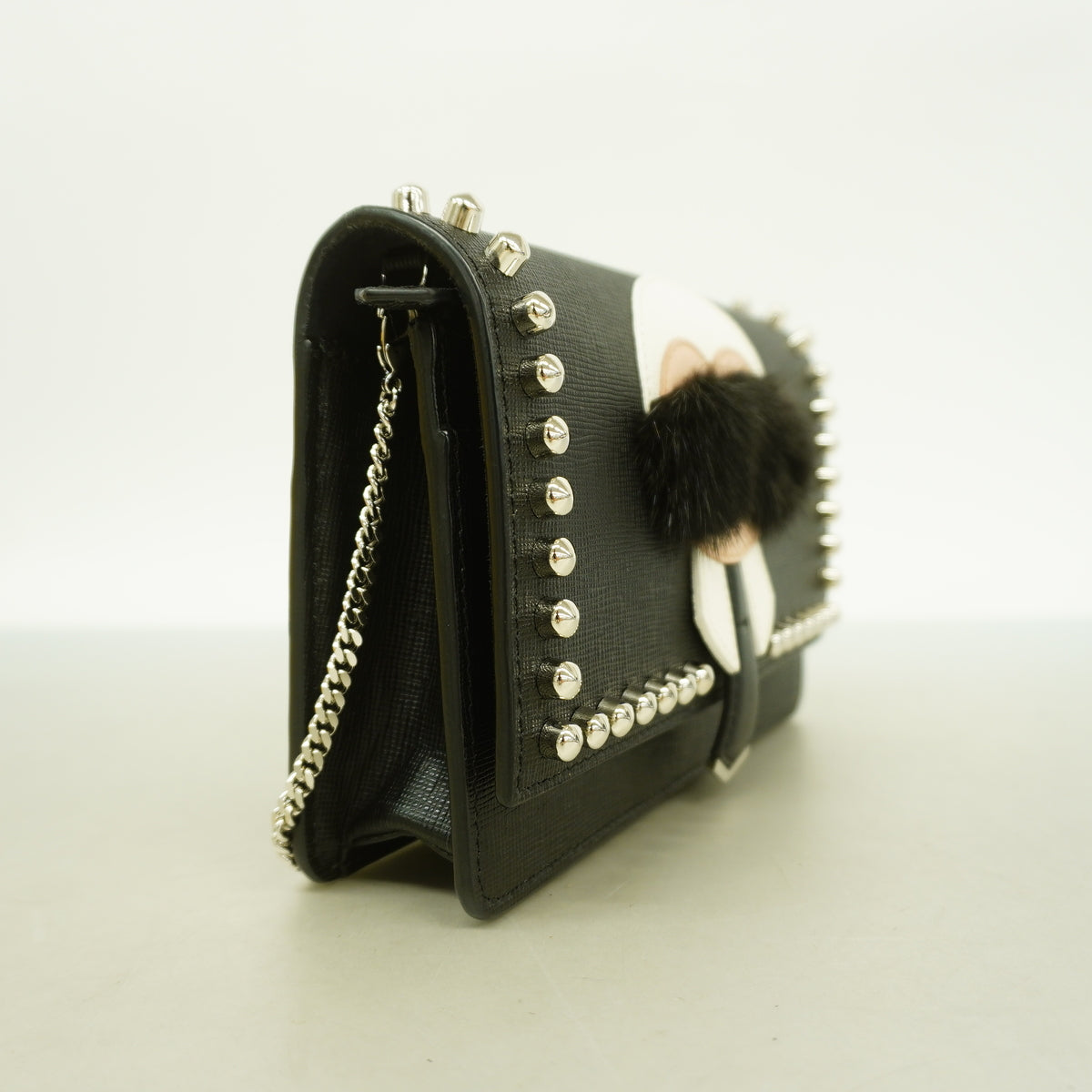 【6hb0547】フェンディ ショルダーバッグ レザー ブラック シルバー金具【中古】レディース