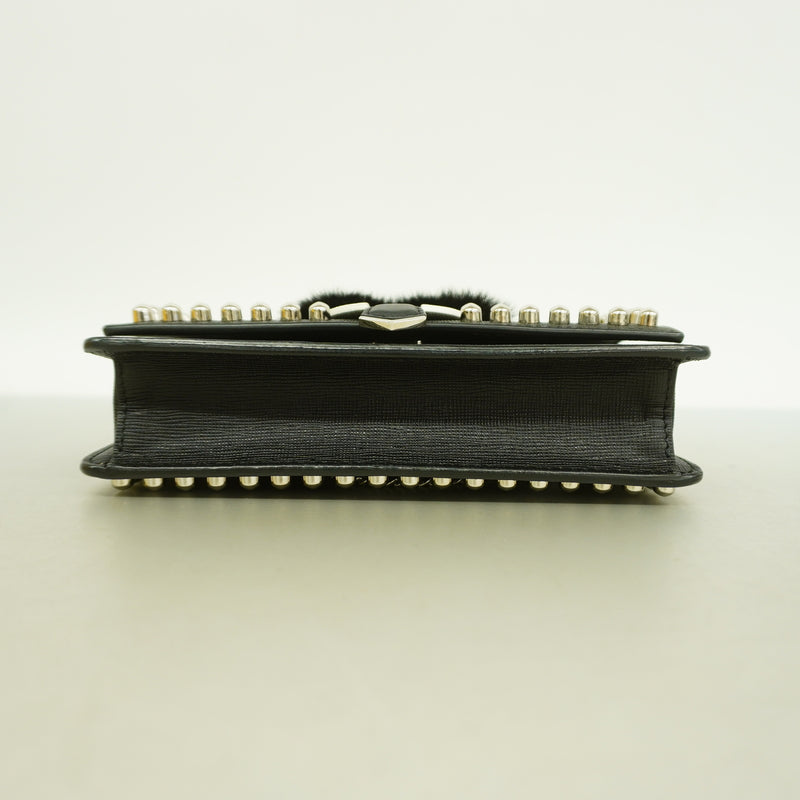 【6hb0547】フェンディ ショルダーバッグ レザー ブラック シルバー金具【中古】レディース