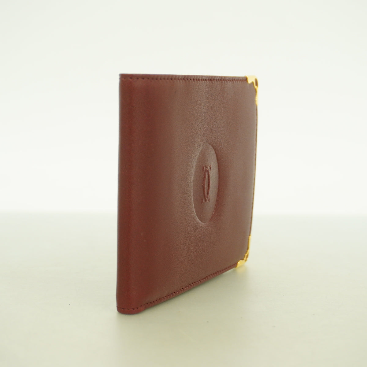 【6hb0548】カルティエ 財布 マスト レザー ボルドー ゴールド金具【中古】レディース