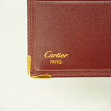 【6hb0548】カルティエ 財布 マスト レザー ボルドー ゴールド金具【中古】レディース