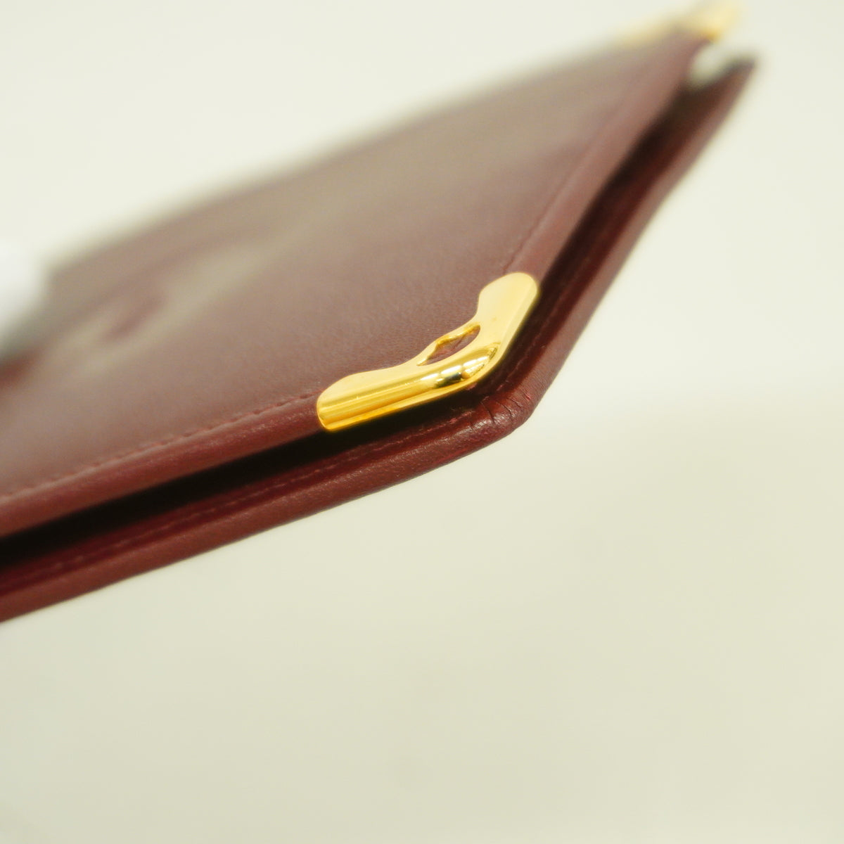 【6hb0548】カルティエ 財布 マスト レザー ボルドー ゴールド金具【中古】レディース