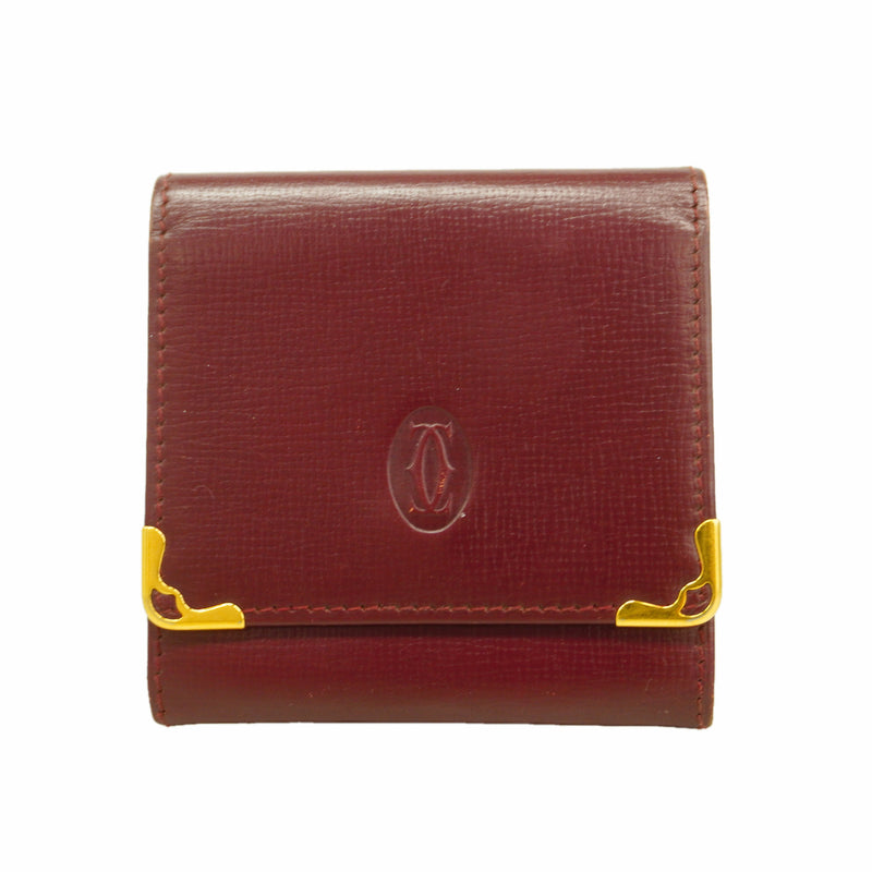 【6hb0549】カルティエ コインケース マスト レザー ボルドー ゴールド金具【中古】メンズ レディース ユニセックス