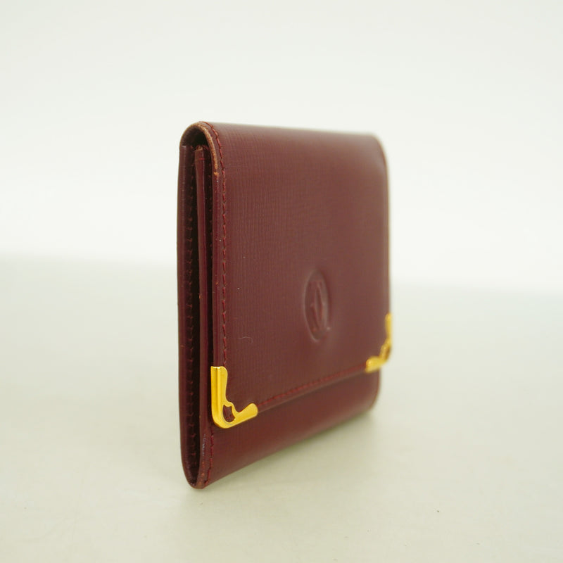 【6hb0549】カルティエ コインケース マスト レザー ボルドー ゴールド金具【中古】メンズ レディース ユニセックス