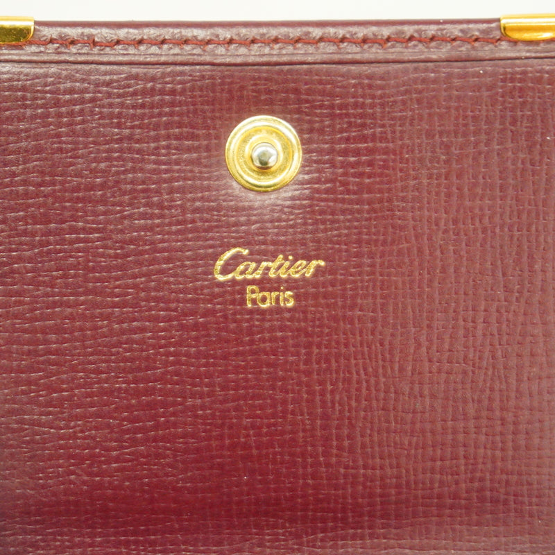 【6hb0549】カルティエ コインケース マスト レザー ボルドー ゴールド金具【中古】メンズ レディース ユニセックス