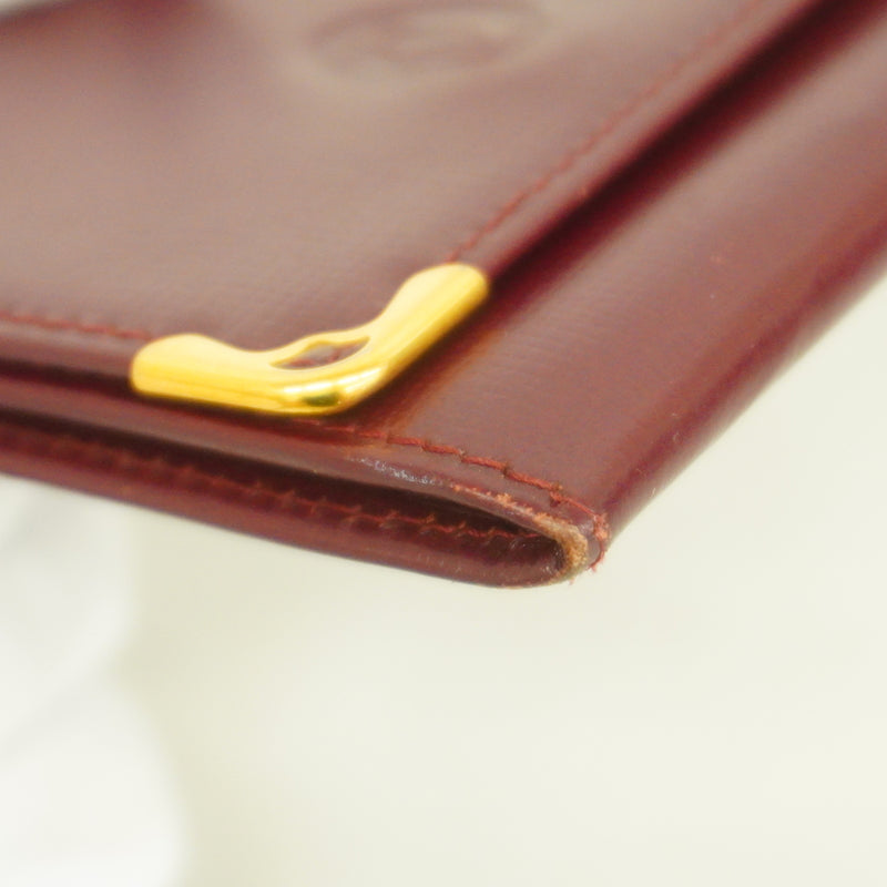【6hb0549】カルティエ コインケース マスト レザー ボルドー ゴールド金具【中古】メンズ レディース ユニセックス