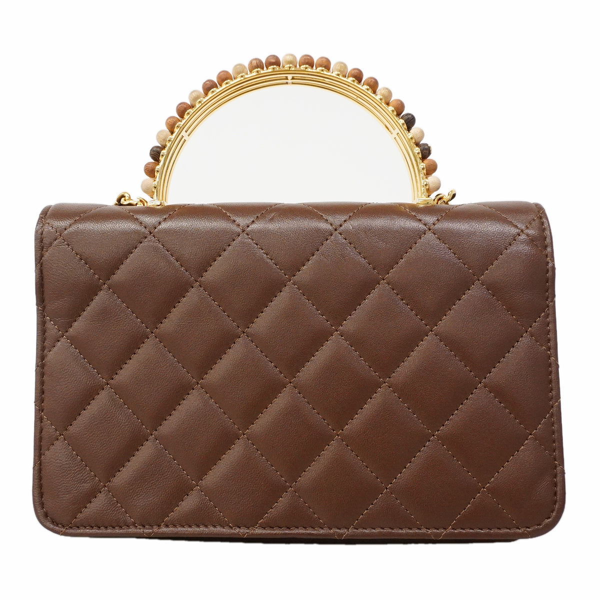【6hb0556】シャネル ショルダーウォレット マトラッセ チェーンショルダー ラムスキン ブラウン ゴールド金具【中古】レディース