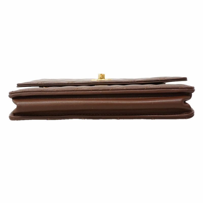 【6hb0556】シャネル ショルダーウォレット マトラッセ チェーンショルダー ラムスキン ブラウン ゴールド金具【中古】レディース