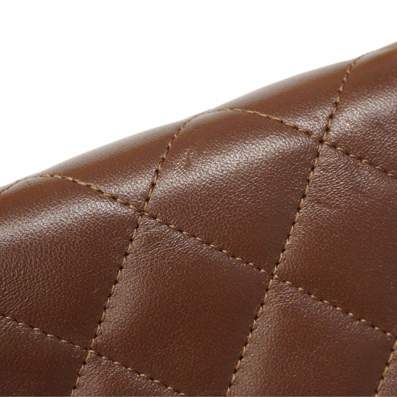 【6hb0556】シャネル ショルダーウォレット マトラッセ チェーンショルダー ラムスキン ブラウン ゴールド金具【中古】レディース