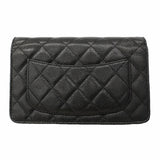 【6hb0557】シャネル ショルダーウォレット マトラッセ チェーンショルダー キャビアスキン ブラック ゴールド金具【中古】レディース