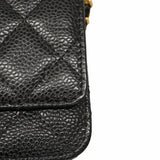 【6hb0557】シャネル ショルダーウォレット マトラッセ チェーンショルダー キャビアスキン ブラック ゴールド金具【中古】レディース