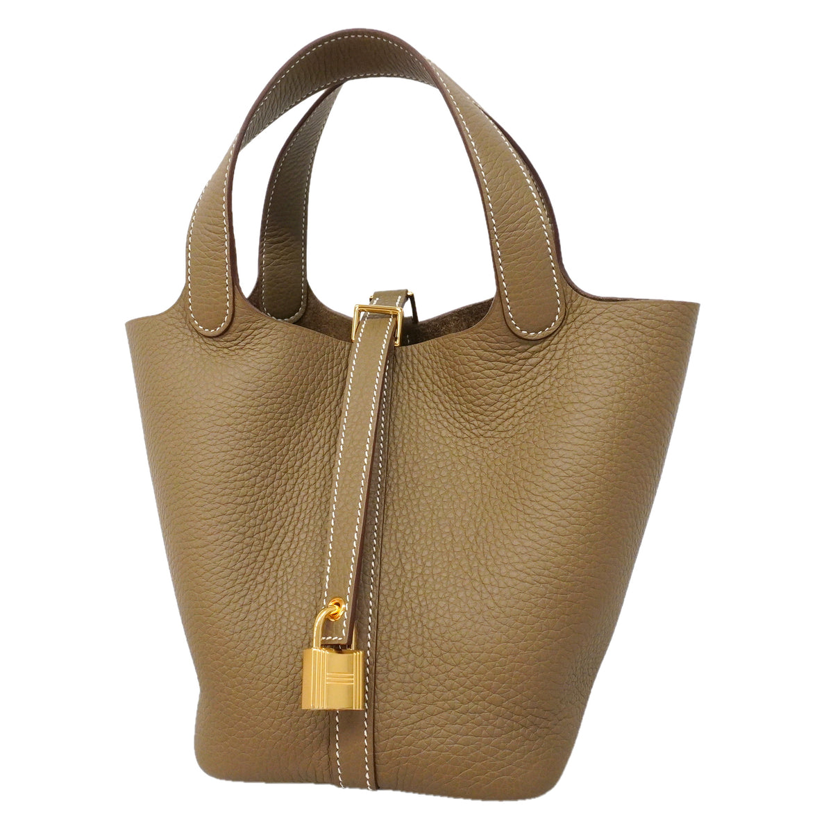 【6hb0558】エルメス ハンドバッグ ピコタンロックPM トリヨンクレマンス エトゥープ ゴールド金具 G刻印【中古】レディース
