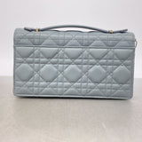 【6hb0561】クリスチャンディオール ハンドバッグ カナージュ レザー ブルー シャンパンゴールド金具 2wayバッグ【中古】レディース