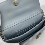 【6hb0561】クリスチャンディオール ハンドバッグ カナージュ レザー ブルー シャンパンゴールド金具 2wayバッグ【中古】レディース