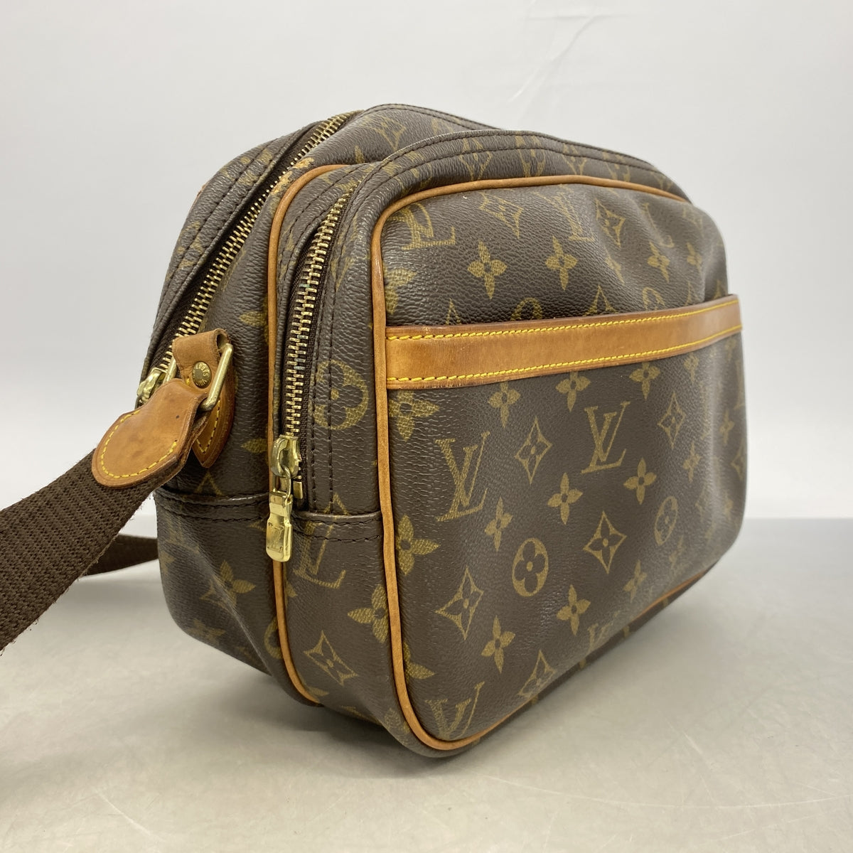 【6hb0574】ルイヴィトン ショルダーバッグ モノグラム リポーターPM M45254 ブラウン【中古】レディース