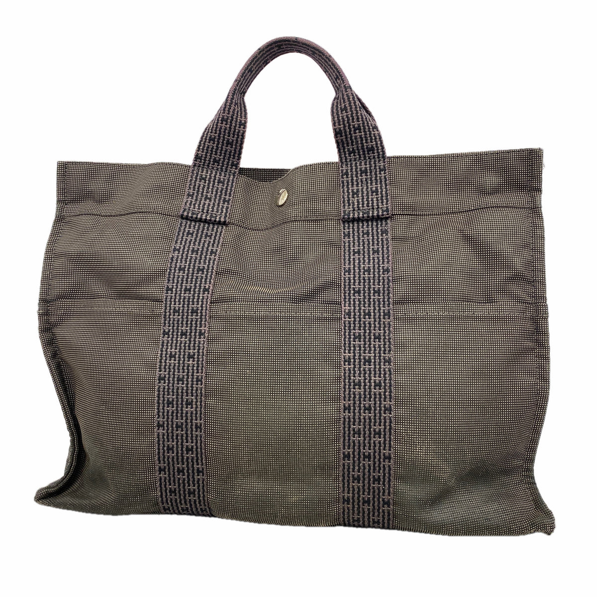 【6hb0603】エルメス トートバッグ エールラインMM ナイロン グレー シルバー金具【中古】メンズ レディース ユニセックス
