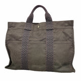 【6hb0603】エルメス トートバッグ エールラインMM ナイロン グレー シルバー金具【中古】メンズ レディース ユニセックス