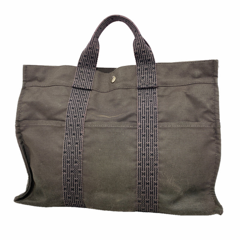 【6hb0603】エルメス トートバッグ エールラインMM ナイロン グレー シルバー金具【中古】メンズ レディース ユニセックス