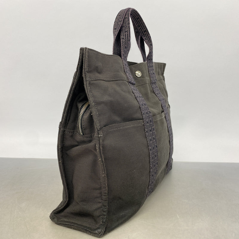 【6hb0603】エルメス トートバッグ エールラインMM ナイロン グレー シルバー金具【中古】メンズ レディース ユニセックス