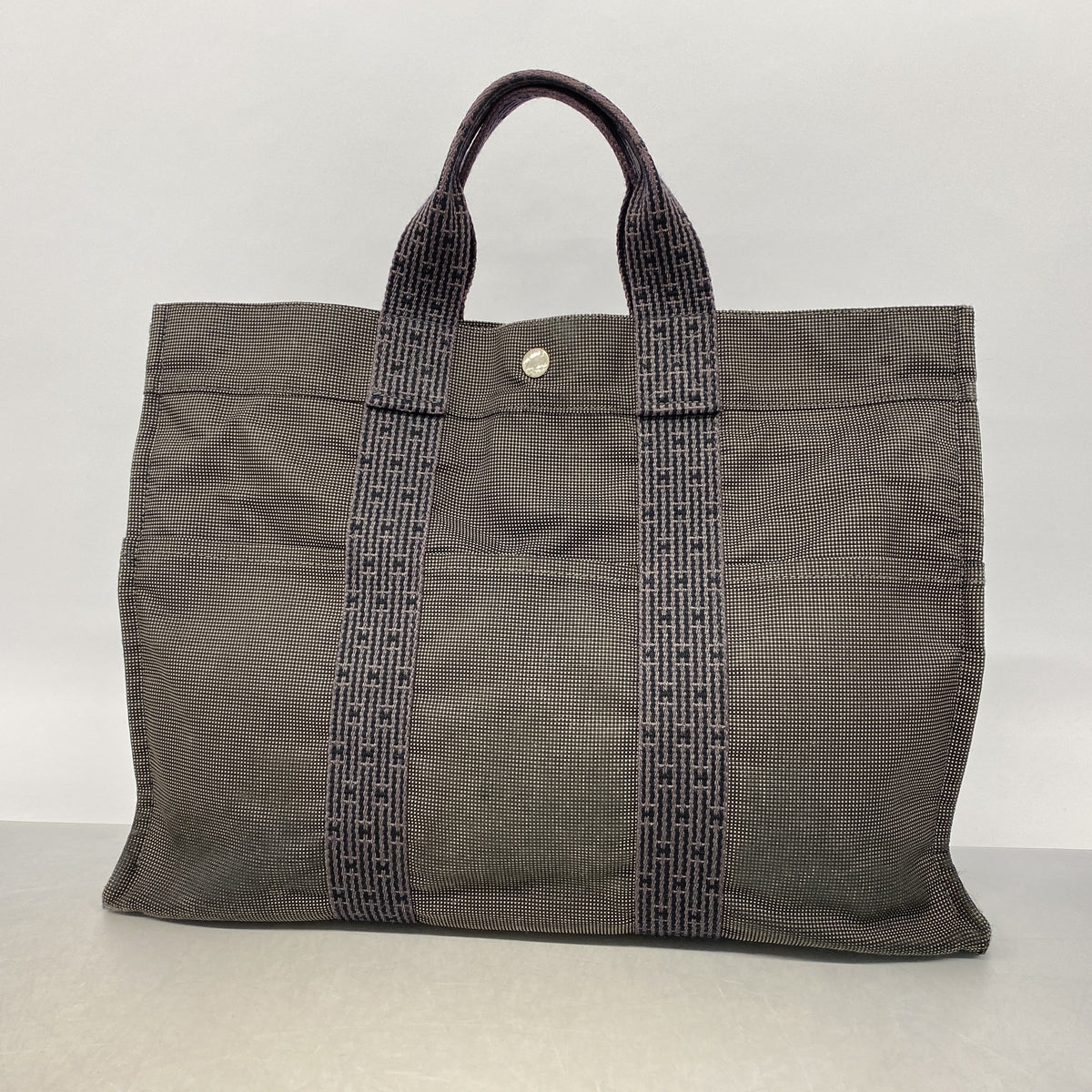 【6hb0603】エルメス トートバッグ エールラインMM ナイロン グレー シルバー金具【中古】メンズ レディース ユニセックス
