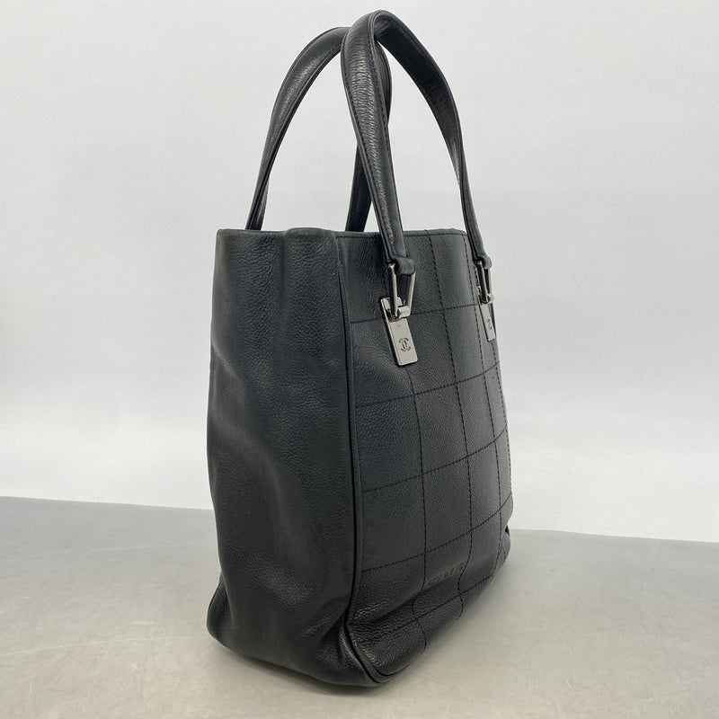 【6hb0604】シャネル トートバッグ チョコバー キャビアスキン ブラック シルバー金具【中古】レディース