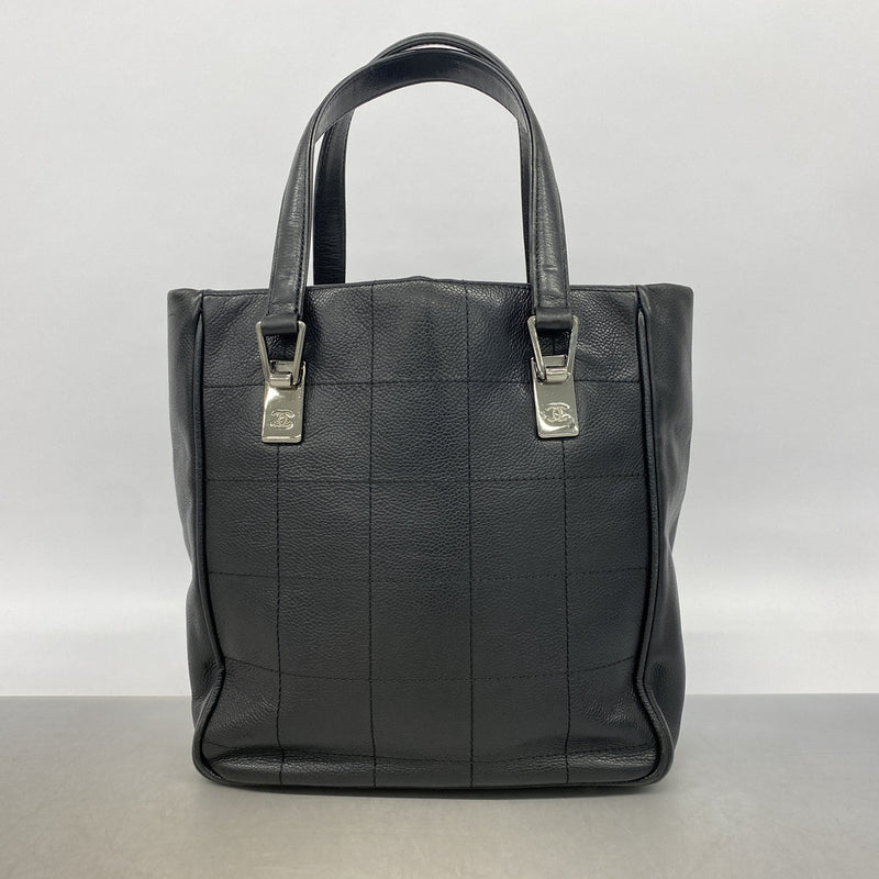 【6hb0604】シャネル トートバッグ チョコバー キャビアスキン ブラック シルバー金具【中古】レディース