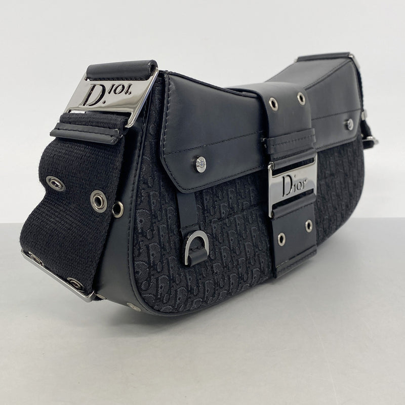 【6hb0614】クリスチャンディオール ショルダーバッグ ストリートシック ナイロンキャンバス ブラック シルバー金具【中古】