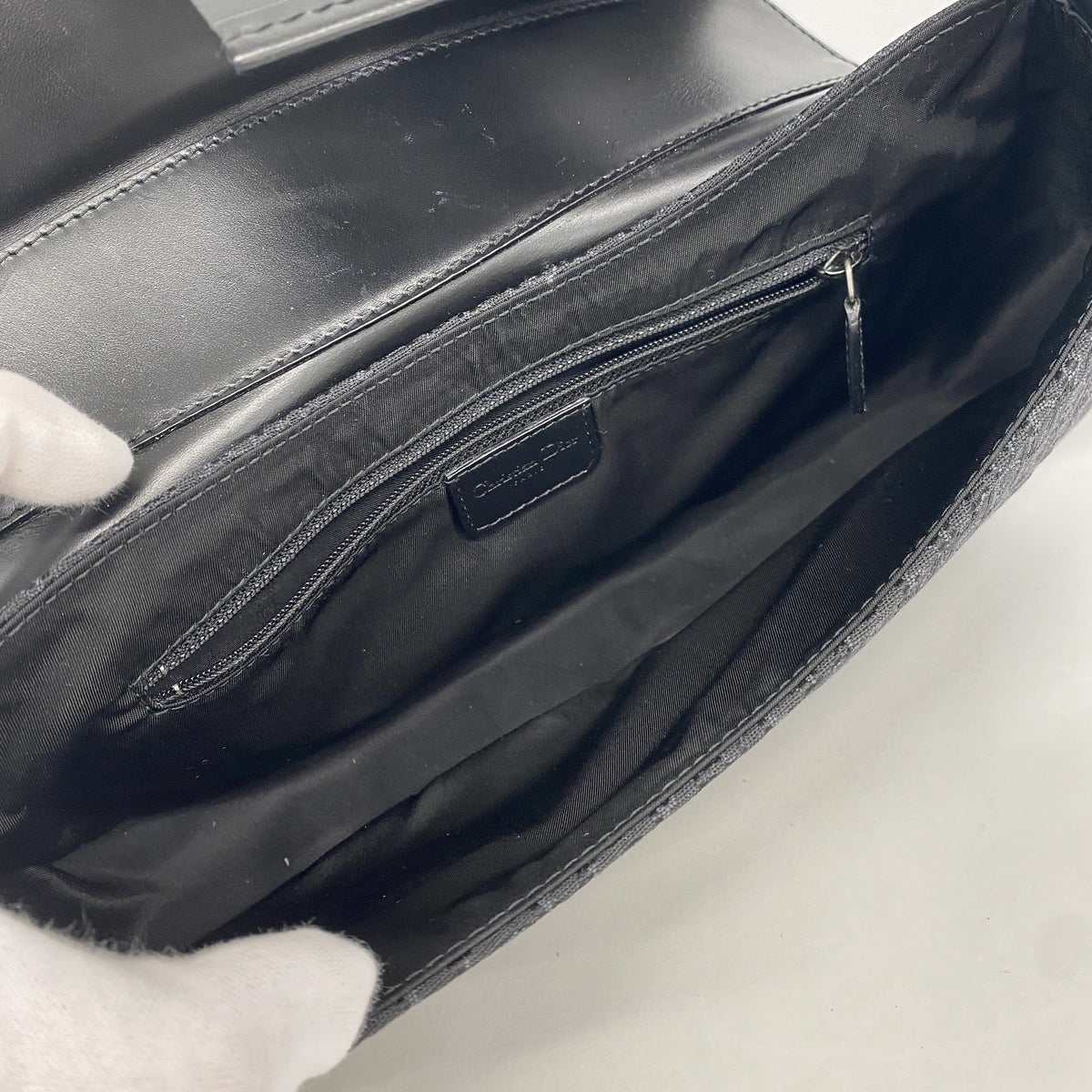 【6hb0614】クリスチャンディオール ショルダーバッグ ストリートシック ナイロンキャンバス ブラック シルバー金具【中古】