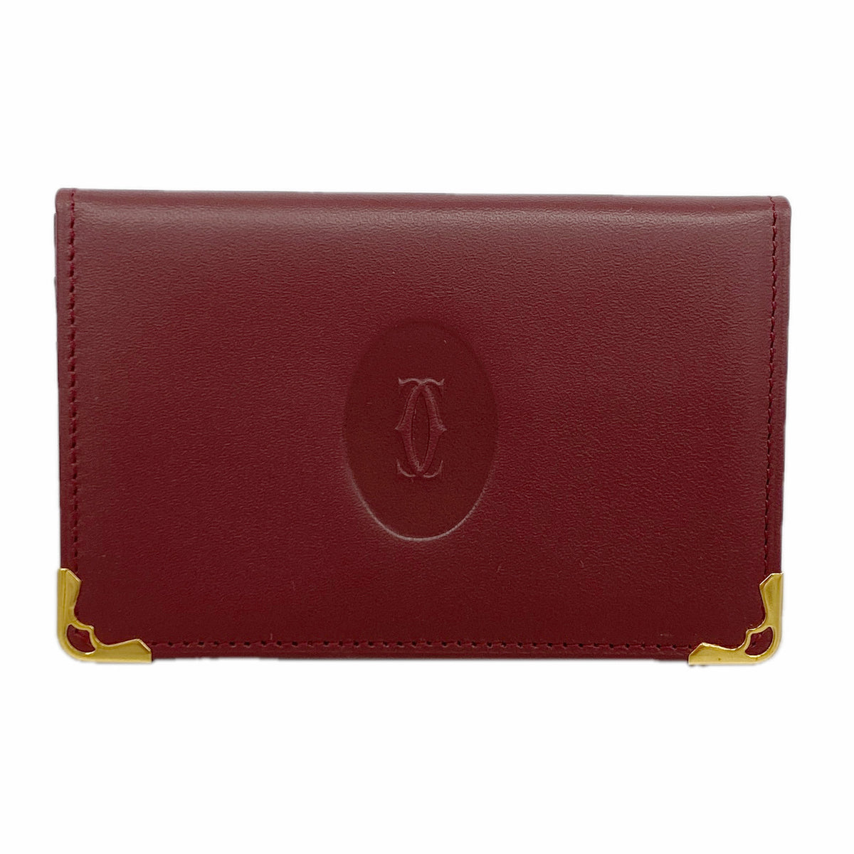 【6hb0615】カルティエ カードケース マスト レザー ボルドー ゴールド金具【中古】メンズ レディース ユニセックス
