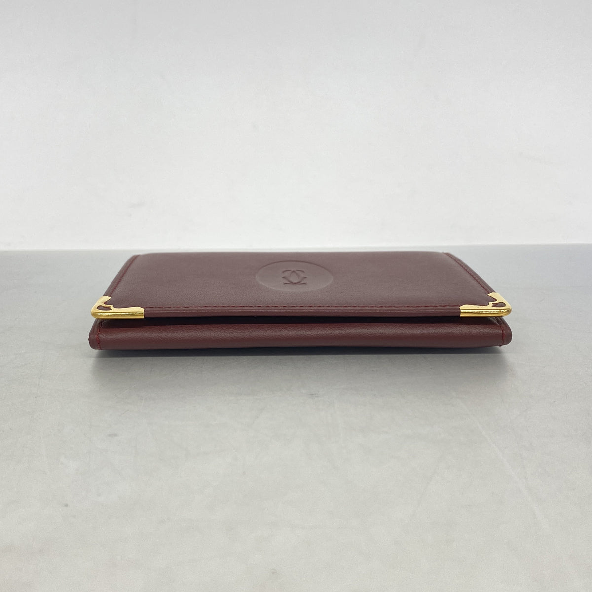【6hb0615】カルティエ カードケース マスト レザー ボルドー ゴールド金具【中古】メンズ レディース ユニセックス