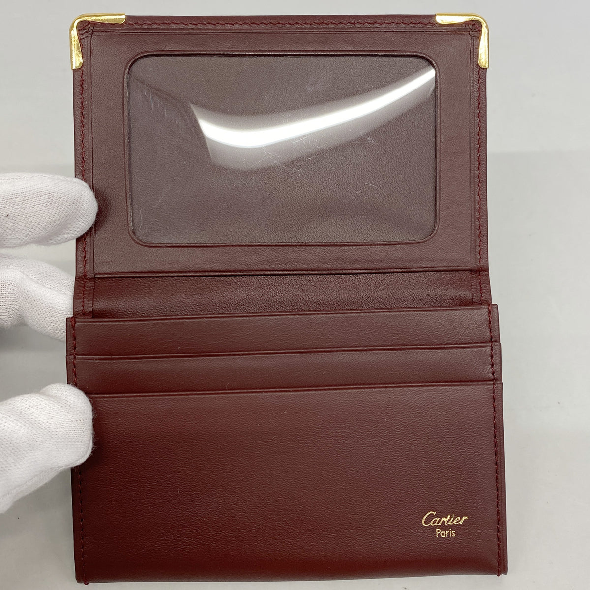 【6hb0615】カルティエ カードケース マスト レザー ボルドー ゴールド金具【中古】メンズ レディース ユニセックス