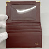 【6hb0615】カルティエ カードケース マスト レザー ボルドー ゴールド金具【中古】メンズ レディース ユニセックス
