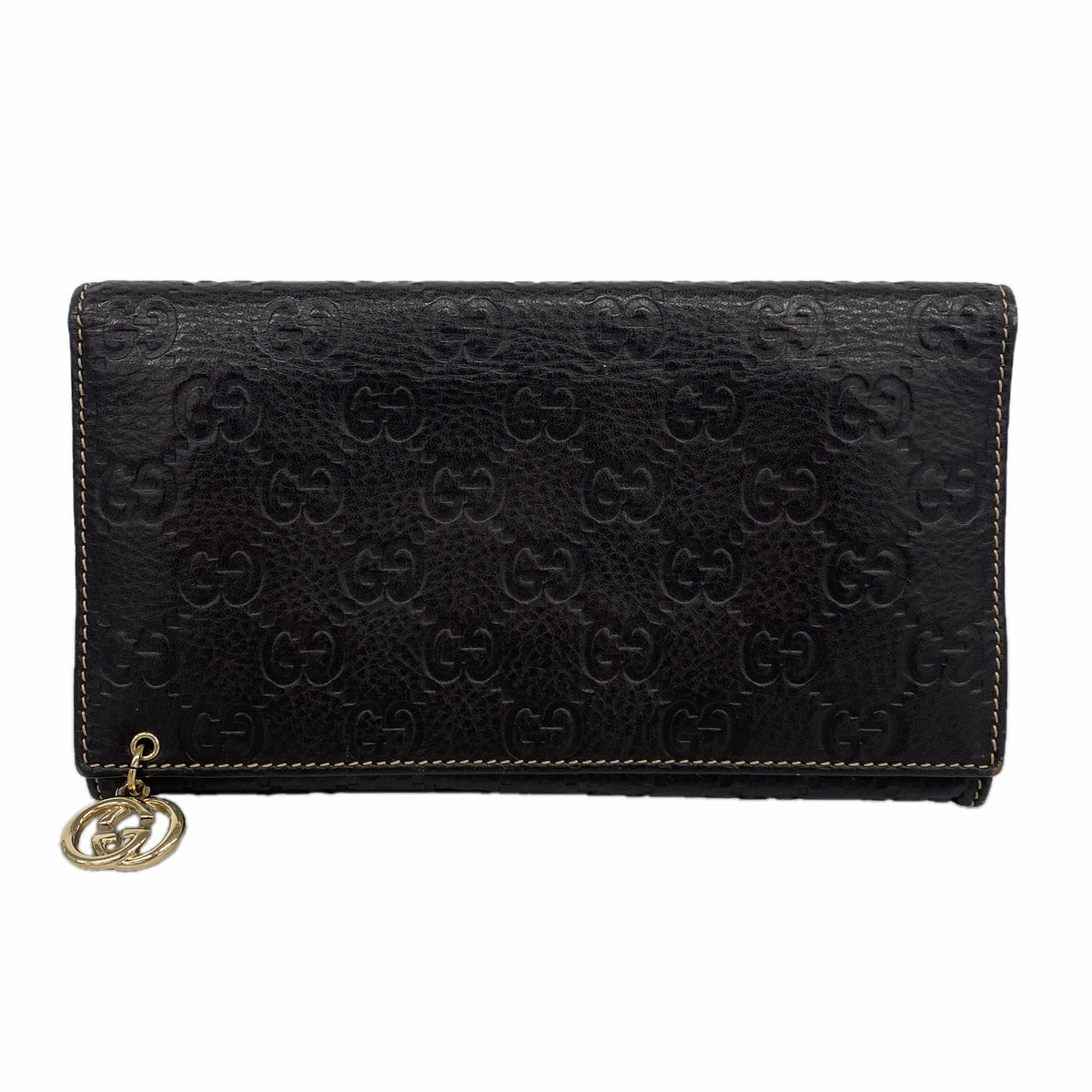 【6hb0625】グッチ 長財布 グッチシマ 212109 レザー ブラウン シャンパンゴールド金具【中古】レディース