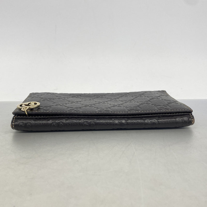 【6hb0625】グッチ 長財布 グッチシマ 212109 レザー ブラウン シャンパンゴールド金具【中古】レディース