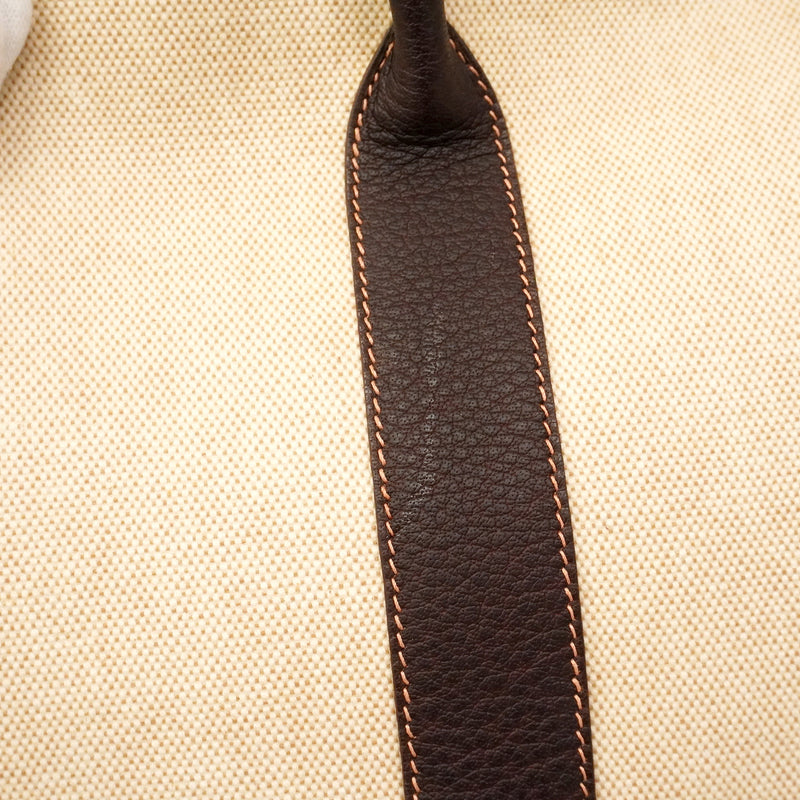 【6hb0643】エルメス トートバッグ ガーデンパーティPM トワルアッシュ ブラウン シルバー金具 D刻印【中古】レディース