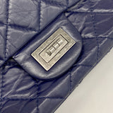 【6hb0644-k】シャネル ショルダーバッグ 2.55/マトラッセ Wフラップ Wチェーン レザー ブルー シルバー金具【中古】レディース