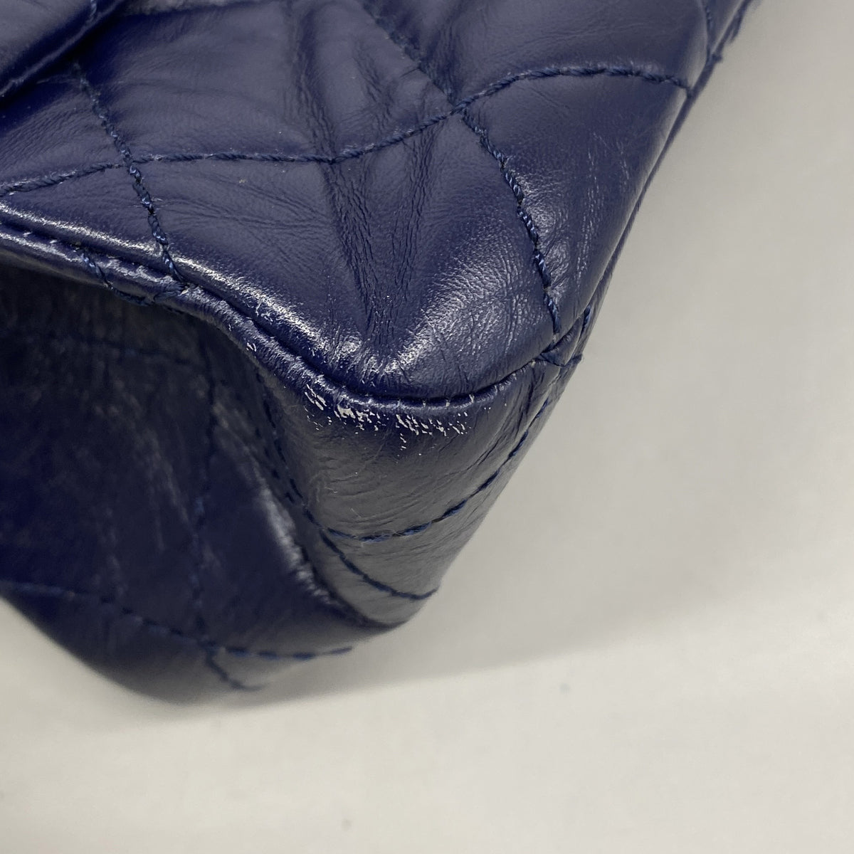 【6hb0644-k】シャネル ショルダーバッグ 2.55/マトラッセ Wフラップ Wチェーン レザー ブルー シルバー金具【中古】レディース