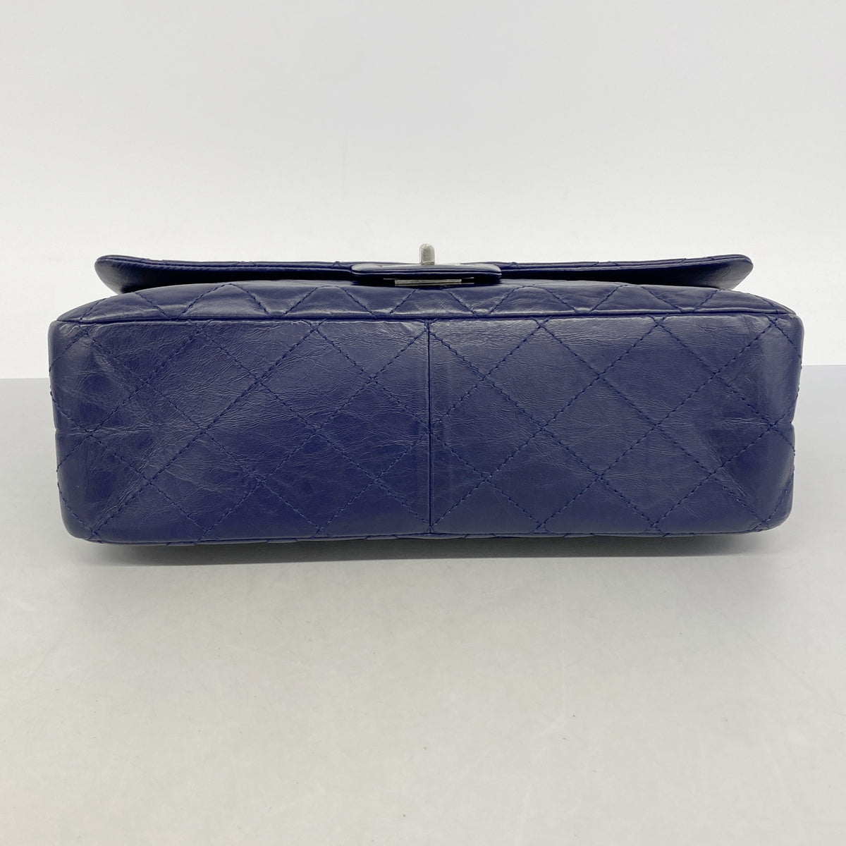 【6hb0644-k】シャネル ショルダーバッグ 2.55/マトラッセ Wフラップ Wチェーン レザー ブルー シルバー金具【中古】レディース