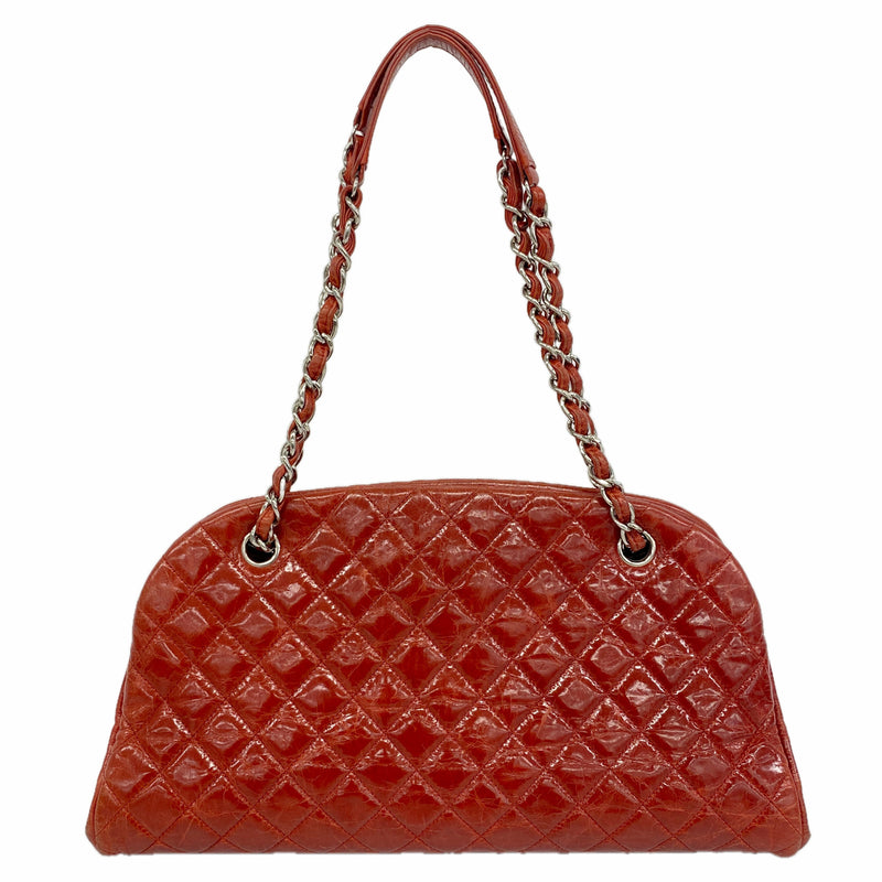【6hb0645-k】シャネル ショルダーバッグ マトラッセ チェーンショルダー レザー レッド シルバー金具【中古】レディース
