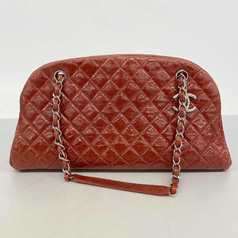 【6hb0645-k】シャネル ショルダーバッグ マトラッセ チェーンショルダー レザー レッド シルバー金具【中古】レディース
