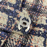 【6hb0646-k】シャネル ショルダーバッグ Wチェーン ナイロン ネイビー ベージュ ピンク シルバー金具【中古】レディース