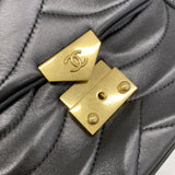 【6hb0647-k】シャネル ショルダーバッグ Wチェーン 波ステッチ ラムスキン ブラック ゴールド金具【中古】レディース